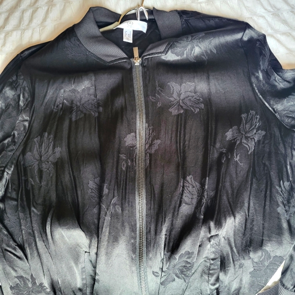 Black Floral Women's Bommer Jacket